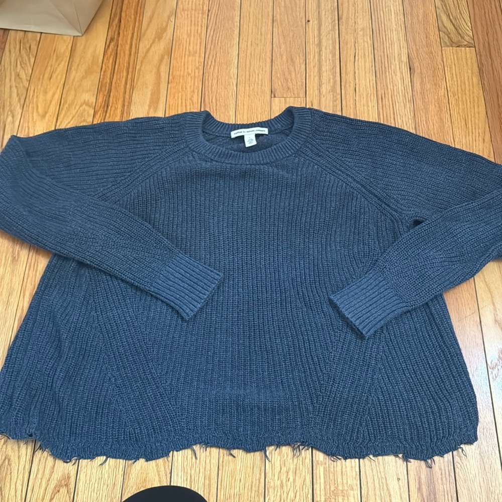 Cotton by Autumn Cashmere shredded hem sweater